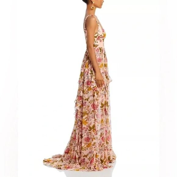 NWT Cinq a Sept Xiomara Floral Dress Gown Soft Pink Multi Size 6 - Picture 5 of 17